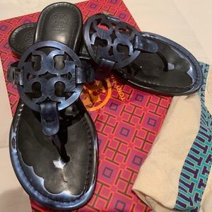 Tory Burch Metallic Blue Miller Sandal